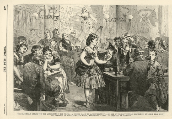 An 1881 illustration of a Docklands drinking den