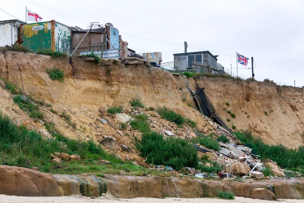 Coastal erosion is causing Happisburgh to fall into the sea