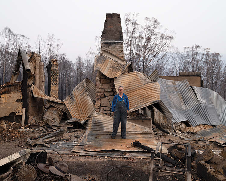 Jenni Bruce, Upper Brogo, New South Wales, Australia, January 2020 (from the series Portraits in Ashes). ‘I’m talking about our vulnerability to climate change and a sense of a shared vulnerability. It’s very important to me that the work is not only showing people over there – climate change is not only about brown people or black people, it’s something that affects us all’