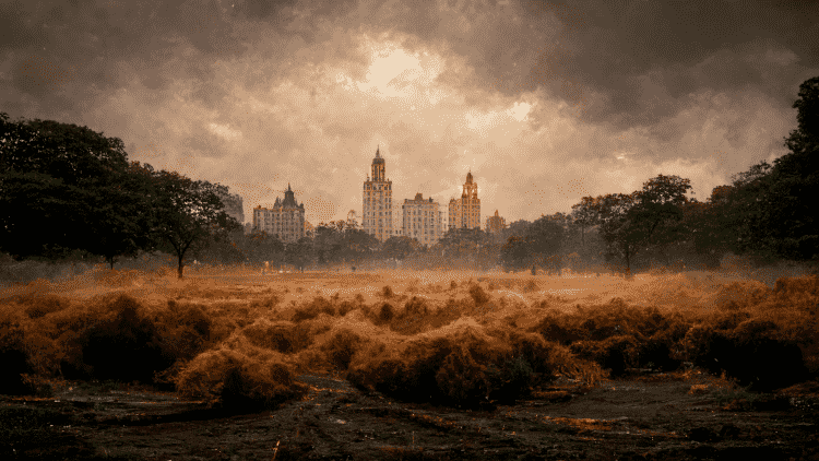 New York's Central Park is barren and dry