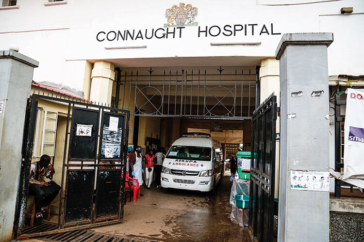 entrance to Connaught Hospital, Freetown, Sierra Leone