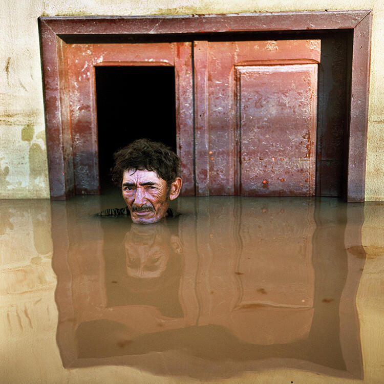 João Pereira de Araújo, Taquari District, Rio Branco, Brazil, March 2015 (from the series Submerged Portraits). ‘I think I’m trying to get the visceral sense of what climate change means to the lives of people affected. I feel through the repeated motif across the world it’s possible to make a strong statement’