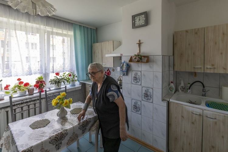 An elderly resident at her home in Szczytno, Poland