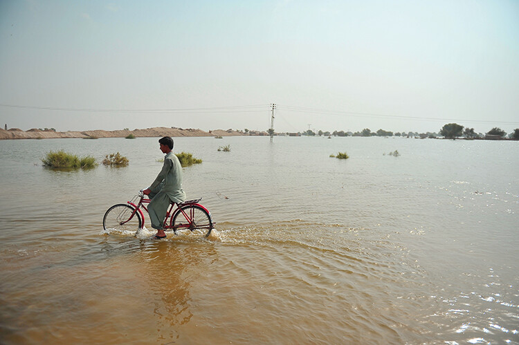 A flash flood in the Sindh district of Pakistan