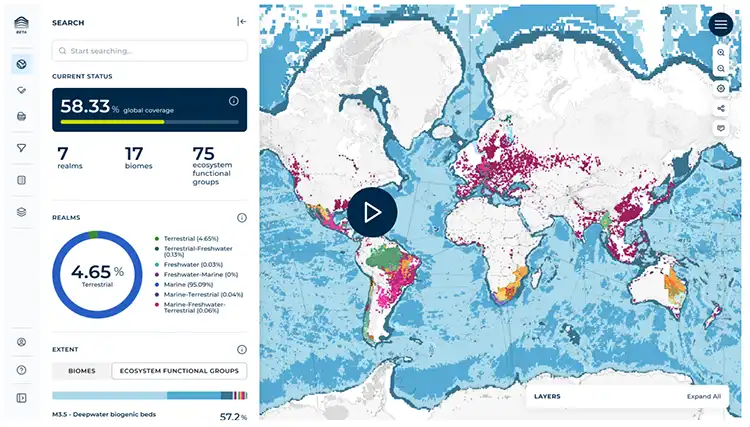 A preview of the Global Ecosystems Atlas dashboard