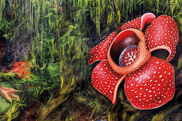 An illustration of Rafflesia banaoana, one of the rarest species in the genus