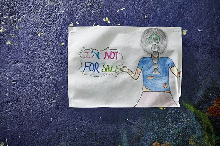 A poignant drawing by a child at a nursery situated in Varanasi’s red light district