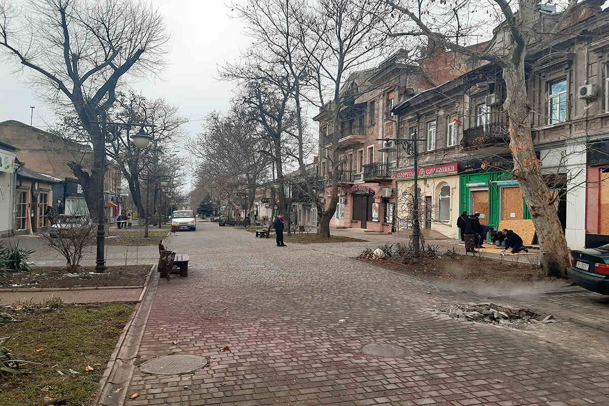 A deserted street in Kherson Ukraine