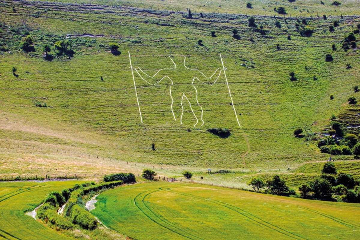 The Long Man of Wilmington in the South Downs National Park is at least 300 years old