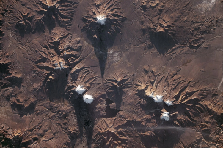 Nevado Sajama and Parinacota taken from ISS in space.