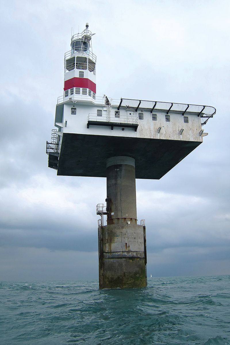 Royal Sovereign Lighthouse about the waves near England