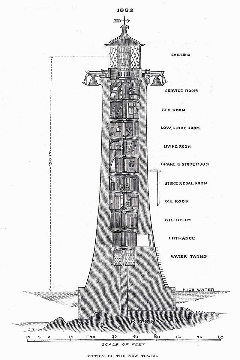 A drawing of the new Eddystone Lighthouse from illustrated london news