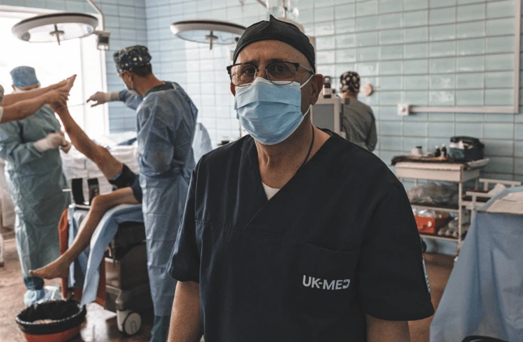 ‘We do the complicated operations here,’ says anaesthesiologist Nidal at the hospital in Zaporizhzhia. ‘We deal with all sorts of injuries, but landmine explosions and car crashes are common’