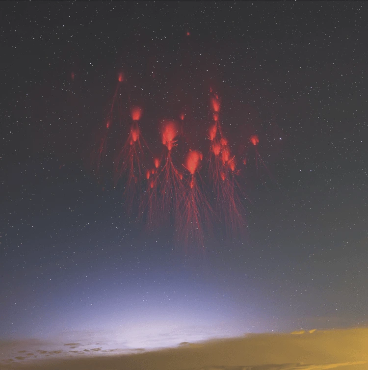 ed sprites during a thunderstorm taken in the Chongming District of Shanghai, China, by Wang Xin, the Standard Chartered Weather Photographer of the Year