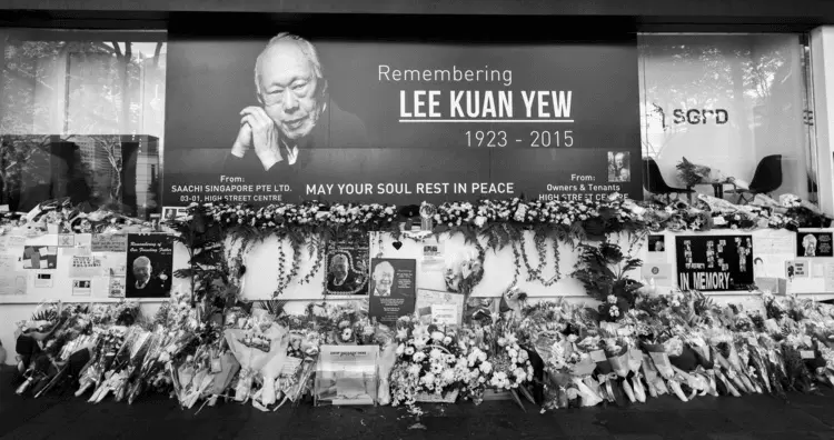 A street memorial following the death of former prime minister Lee Kuan Yew