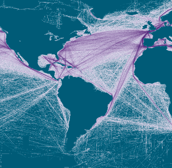 Shipping lanes across the world
