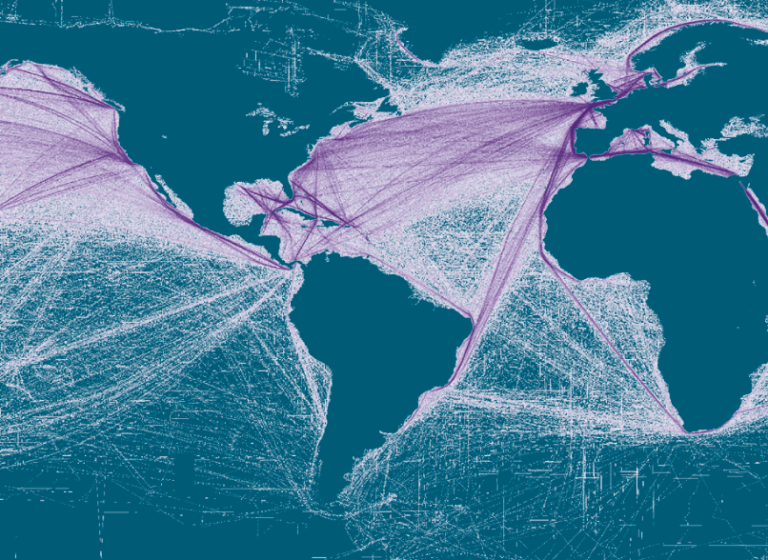 Shipping lanes across the world