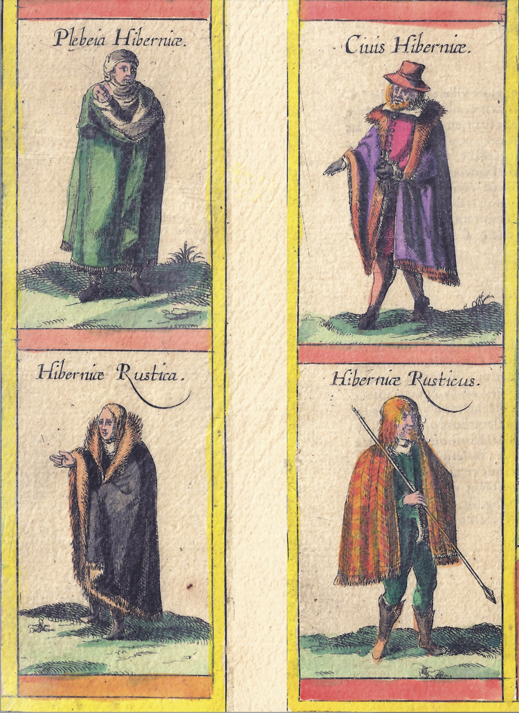 Civitates Orbis Terrarum, Georg Braun and Franz
Hogenberg (1572–1617)
The ‘civil’ Irish and the ‘wild’ Irish juxtaposed, reflecting
early-modern European stereotypes that contrasted
urban, anglicised communities with those living beyond
English control, which were often portrayed as untamed
or barbarous.