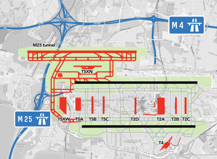 Proposed new third runway and terminal at Heathrow