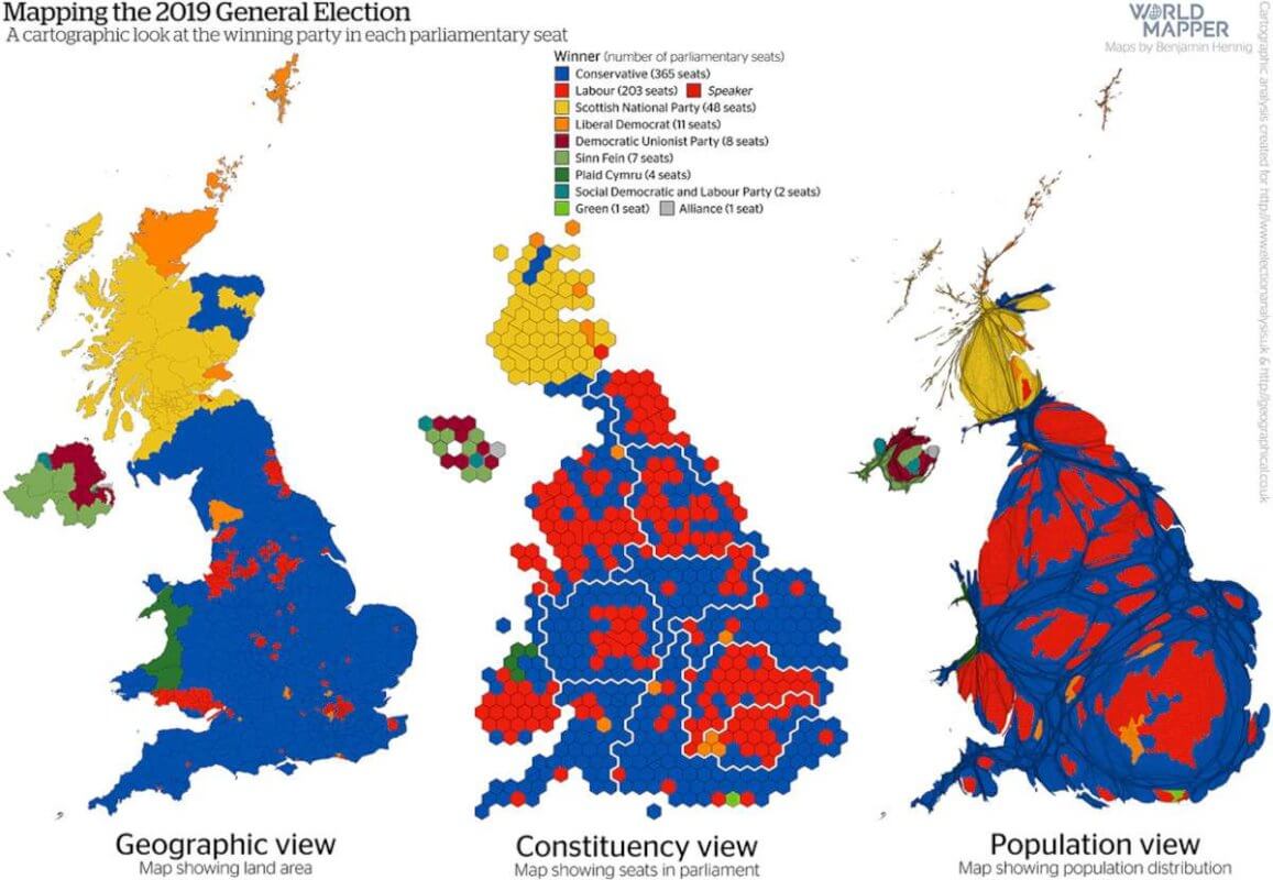 Mapping the 2019 UK General Election Geographical