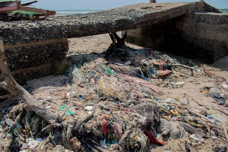 February 11, 2023 - Fast fashion pollution in Ghana.