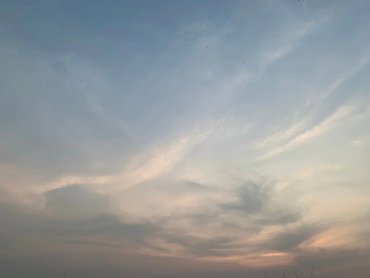 AltoStratus clouds filled with beautiful streaks of clouds in the morning in Bangkok, Thailand.