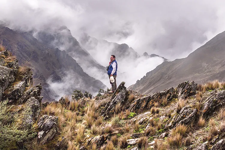 Constantino Aucca Chutas in Abra Malaga, a high mountain pass near Cusco, Peru