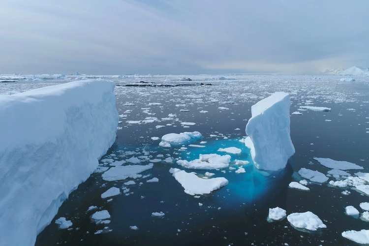 Antarctica Iecberg Aerial View.