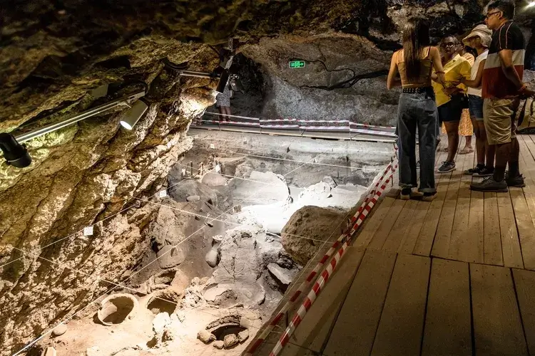 Areni, Armenia - August 3, 2024: tourists in Areni - 1 cave excavations complex, Armenia on summer day