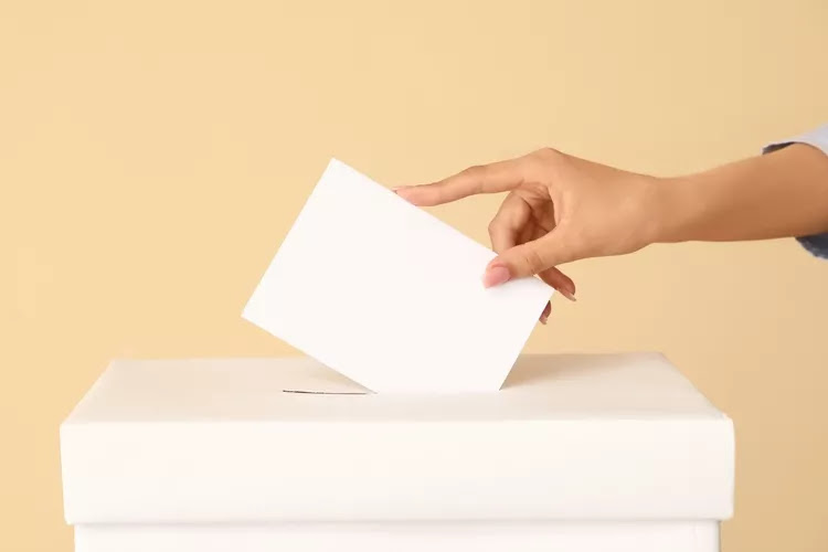 Ballot box with hand