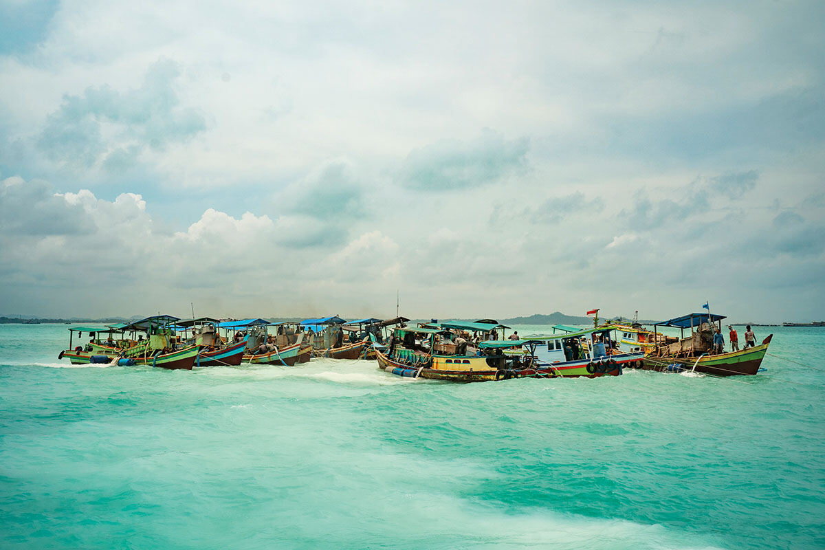 With the collapse of inshore fishing, the boats are now used for mining