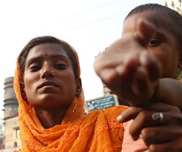 Dhaka, Bangladesh - April 4, 2024 - People begging for food. In Bangladesh 40 million people remain food insecure and 11 million suffer from acute hunger.