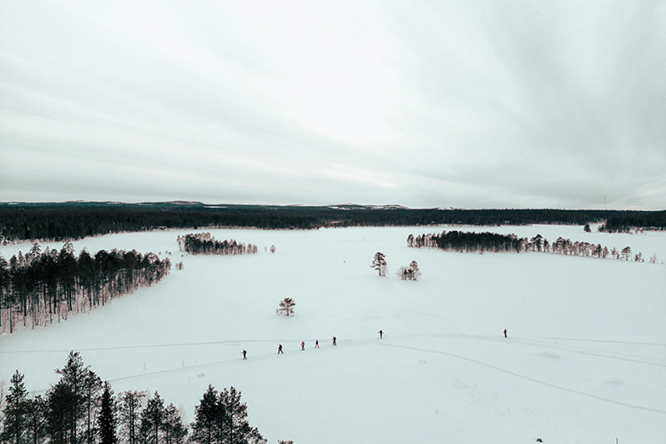 Cross-country skiing is the quickest way to cross the park’s vast, frozen lakes
