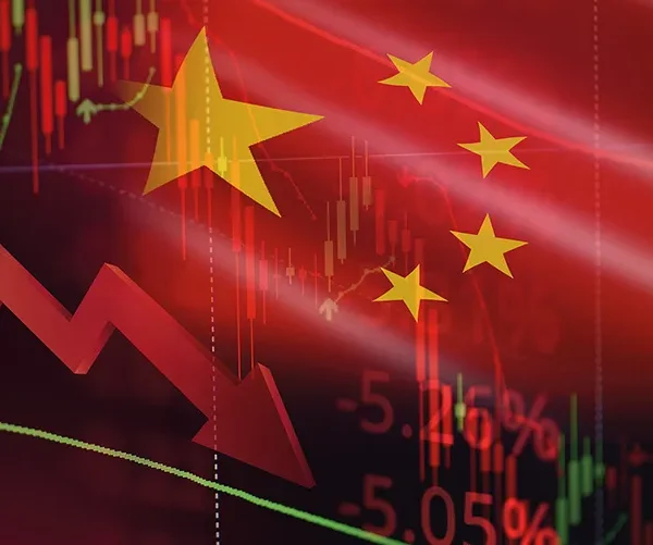 Concept art of chinese flag and stocks