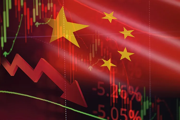 Concept art of chinese flag and stocks