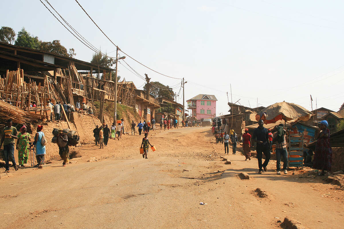 A road in Bukavu, Congo that has been damaged by the landslide