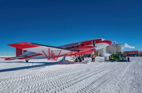 Concordia station,Dome C, Interior of the Antarctic continent-November 22 2018-Basler BT-67 aircraft were parked at the ice airfield