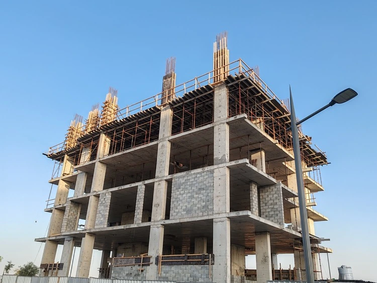 Under construction residential building with Concrete Block or bricks structure. 