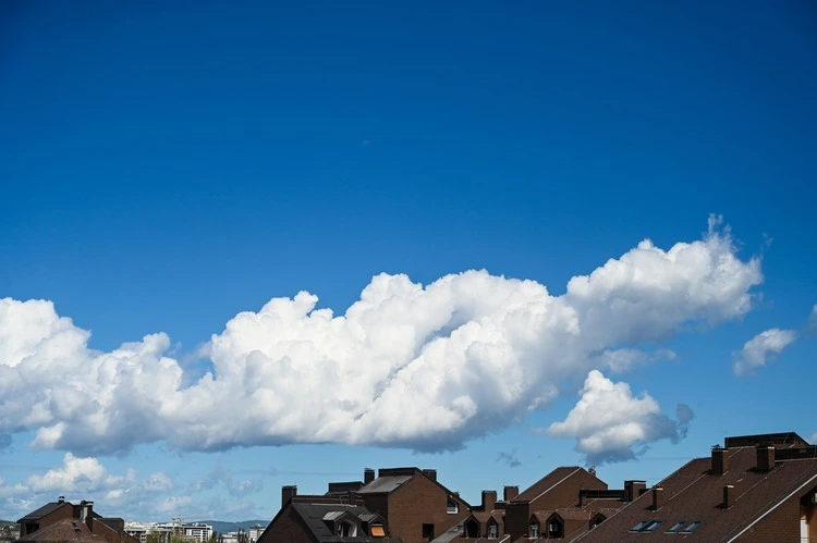 Clouds on the sky. Cumulus clouds on blue sky.