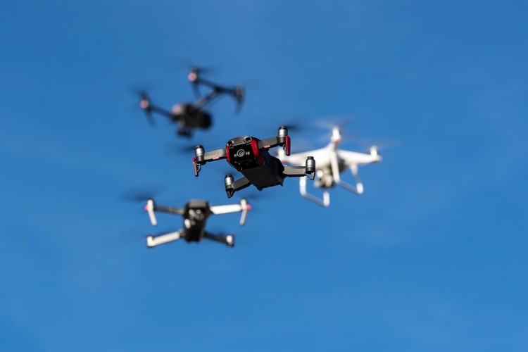 Drones in sky
