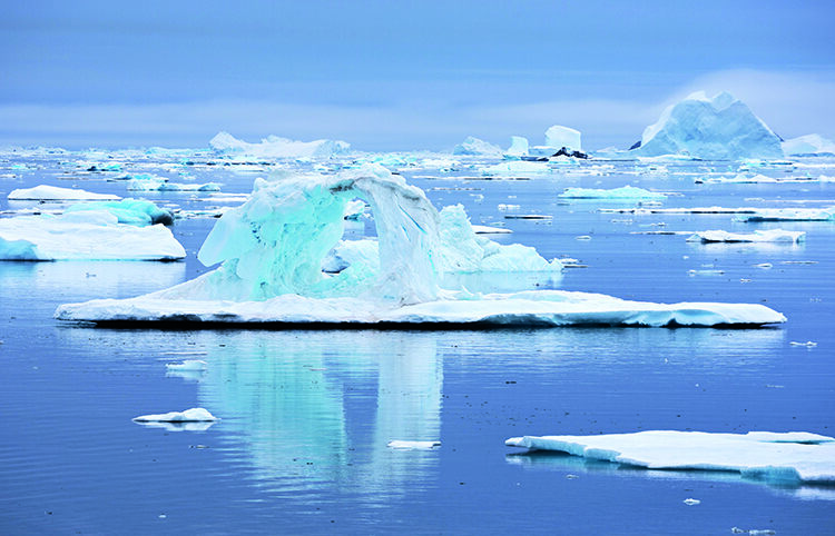 Floating icebergs off the coast of East Greenland