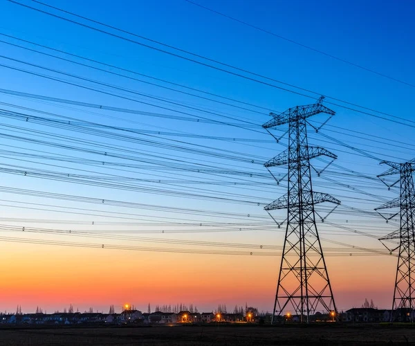 High voltage tower sky sunset background