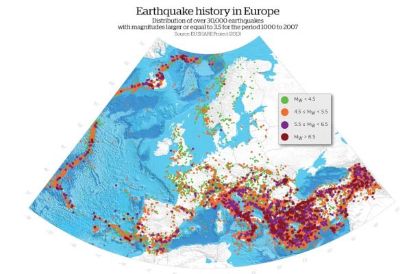 Danger zones: mapping Europe’s earthquakes