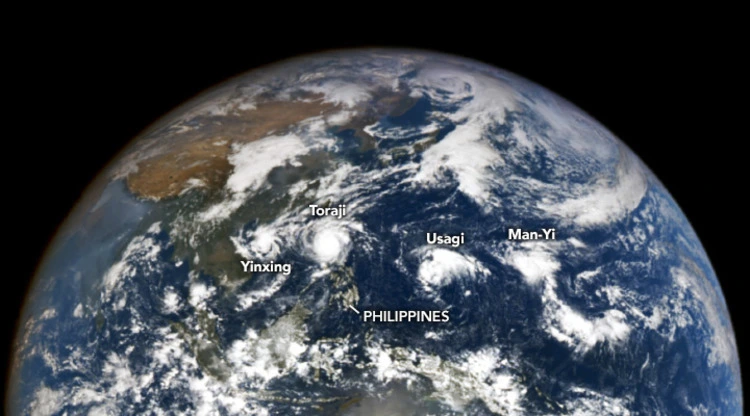 Four storms captured on the world from space aerially via NASA