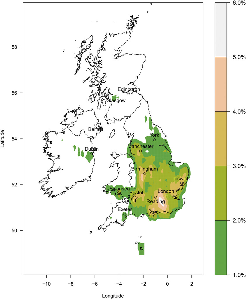 A map of tornado hotspots across the UK