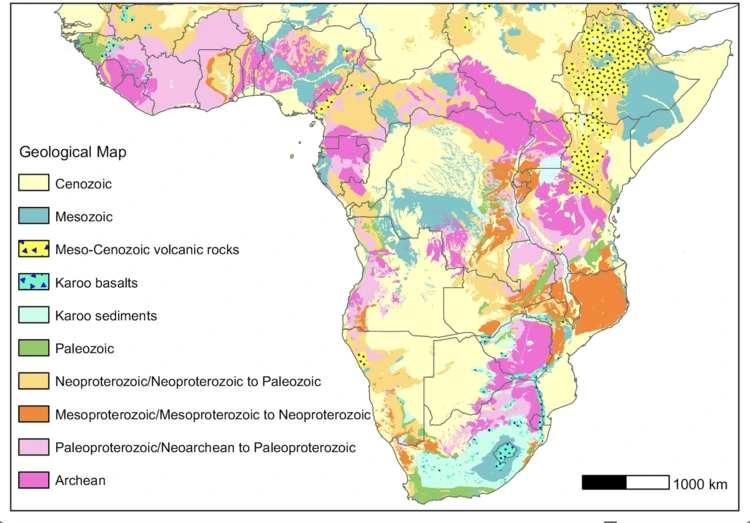 A geological map of sub-Saharan Africa