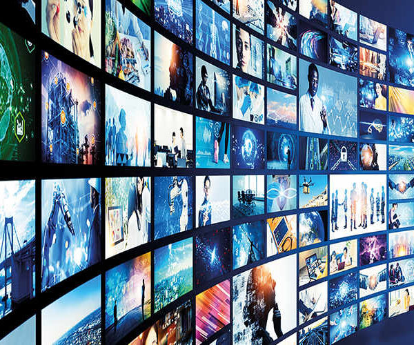 Lots of screens showing things in the world