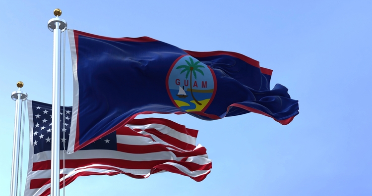 Guam and US flags