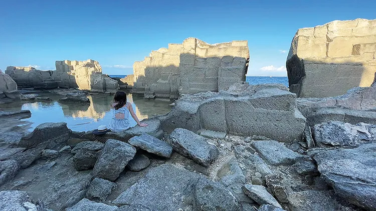 Laura at one of the ‘open air’ caves in Favignana