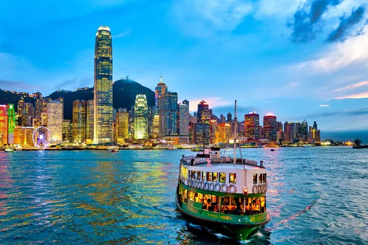  A star ferry in the Victoria Harbour in Hong Kong